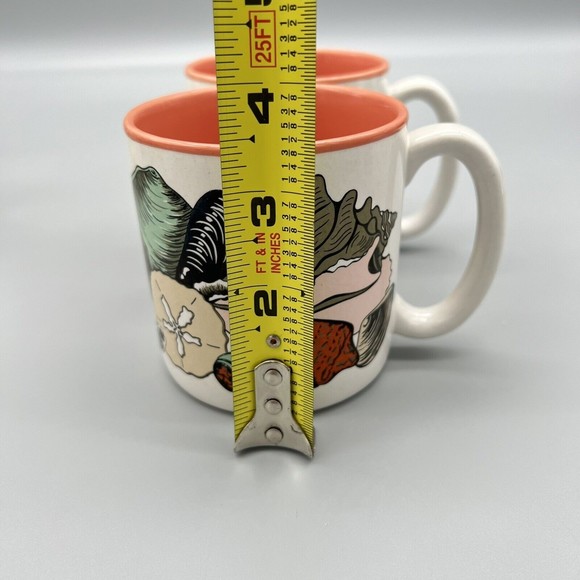 VTG 1988 Potpourri Press Coffee Mugs Seashell Shell Coral Pair Set of 2 EUC LN - Picture 8 of 9